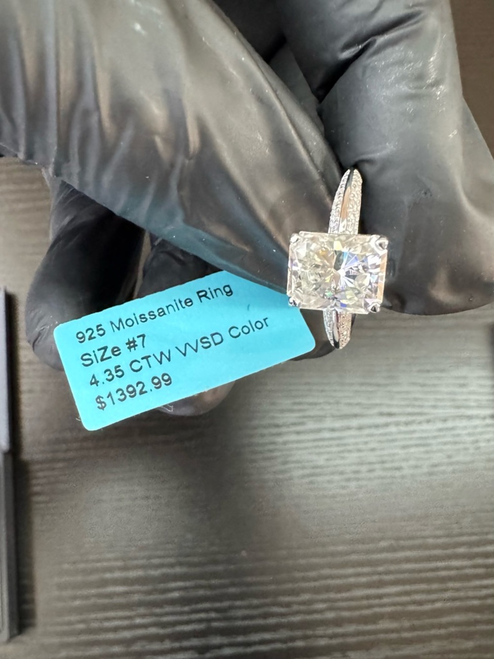 925 Sterling Silver With Rhodium Finish 4.35 CTW VVSD Moissanite Engagement Ring